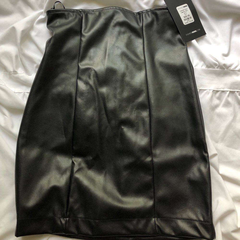 Fashion Nova Black Leather Skirt